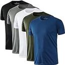 HOPLYNN 5 Pack Running Shirts Men Sport Tops Dry Fit Gym Wicking Athletic T Shirts Breathable Cool Workout Shirts Black/Grey/Blue/White/Green L
