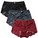 PHOLEEY Womens Sexy Underwear Lace Panties High Waisted Plus Size Ladies Brief for Women 5-Pack, 3pcs, Medium