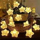 Gesto Smiling Star Led Serial String Lights - 10 Feet 14 Led Fairy Lights for Home Decoration, Diwali Decoration Items for Home Decor, Night Light for Kids Room Decoration (Warm White, Plug-in)