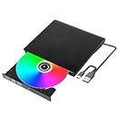Lostrain External CD/DVD Drive for Laptop, USB 3.0 Type-C Portable CD +/-RW VCD ROM Player Rewriter Burner Optical DVD Drive Compatible with Laptop Desktop PC Windows MacBook Linux Mac OS