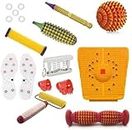 Ella Health & Beauty Acupressure Manual Massager Tools Combo Kit with Foot Roller for Muscle Therapy, Multicolor