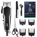 VGR Hair Clippers for Men, Professional Hair Trimmer Set with Adjustable Blade, Electric Hair Clippers with 4 Guide Combs for Men/Kids/Baby/Barber Grooming Cutter Kit, Black