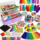 FUNZBO Arts and Crafts Supplies for Kids - Crafts for Girls Ages 8-12 with Pipe Cleaners, Construction Paper, Pom poms & Googly Eyes, Crafts for Kids Ages 4-8, School Craft Projects, Gifts for Girls