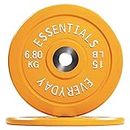BalanceFrom Color Coded Olympic Bumper Plate Weight Plate with Steel Hub, 15LB Pair