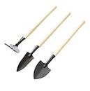 Home Decoration Garden Tools 3-Piece Mini Garden Shovel/Rake/Spade Small Garden Tools Gardening Tools Home Indoor Tiny Kids Succulent Tool Kit Plant Potted Wood Handle for Plant Care Transplant (Big)