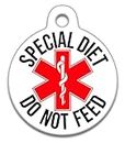 Spoilt Rotten Pets 19mm Special Diet Do Not Feed Rod of Asclepius, Cat or Dog Tag Cat Identity Disc, Cat Kitten Dog Puppy ID Tag, Pet Tag Custom Printed with Your Contact Details
