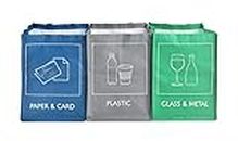 YOUNG DA Reusable Recycle Bin Bags, Separate Recycling Trash Bins Box for Home Kitchen Garden, Recyclable Waste Sorting Organizer Waterproof Compartment Container(3pcs)