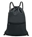 HOLYLUCK Men & Women Sport Gym Sack Drawstring Backpack Bag - Black
