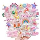 28 PCS Cute Hair Clips Fashion Girls Hair Accessories Flower Fruit Colorful Rainbow Candy Dessert Lovely Animal Barrettes Set Non-slip Metal Snap Pins for Girls Kids Teens Toddlers (Style B)