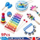 9 Pcs/Set Kids Baby Musical Instruments Wooden Toys Child Toddlers Percussion UK