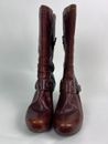 Dansko Brown Leather Rylan Crazy Horse Wood Heel Buckle Studs Boot Size 37