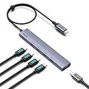 Aceele USB 3.2 Gen 2 Hub mit 4 USB-C-Anschlüssen, USB 3.2 Datenhub mit 60 cm Kabel, geeignet für Laptops, Desktops PC, Xbox und Mac usw