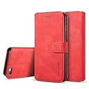 UEEBAI Case for iPhone 6 Plus iPhone 6S Plus, Luxury PU Leather Case Vintage Wallet Flip Cover TPU Inner Shell [Card Slots] [Magnetic Closure] Stand Function Folio Shockproof Full Protection - Red