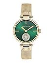 Anne Klein Women's Premium Crystal Accented Mesh Bracelet Watch, Gold/Green