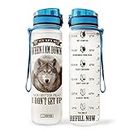 64HYDRO 32oz 1Liter Motivational Water Bottle with Time Marker, Wolf Inspiration Kick Me When I'm Down Better Pray I Don't Get Up HTD1805005 Water Bottle