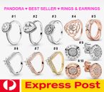 Pandora Sparkling Halo Teardrop Rose Triple Band Princess Wishbone Ring Earrings