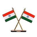 Antlantic wood store Flag Indian Flag Hindustan Tiranga for Car Dashboard Table Home Decoration Decor Cross Design Stand - Double Sided Cross Flag Stand
