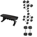 CAP Barbell 150 LB Dumbbell Set includes Flat Bench with Dumbbell Storage