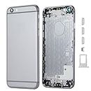 BringUAll Replacement Back Panel Housing Body Compatible with iPhone 6 Silver with Sim Card Tray and Outer Buttons