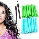 LZLRUN 20pcs Magic Curlers Long Hair Spiral Curl Formers Leverage Rollers & Hook (30cm)