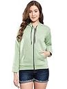 FUNDAY FASHION Women's Trendy Fleece Zipper Sweatshirt with Hoodie for Women and Girls (Medium, Pista Green)