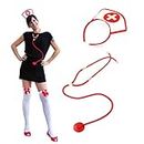 Oblique Unique® Krankenschwester Kostüm - bestehend aus Haarreifen/Haube & Stethoskop/Abhörgerät - Sexy Nurse