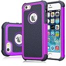 iPhone SE Case, iPhone 5S Cover, Jeylly Shock Absorbing Hard Plastic Outer + Rubber Silicone Inner Scratch Defender Bumper Rugged Hard Case Cover for Apple iPhone SE/5S - Purple