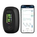 Saturimetro Da Dito con Bluetooth, Pulsossimetro da Dito Professionale con App Gratuita, Monitora la Saturazione di Ossigeno nel Sangue e la Frequenza Cardiaca, con Allarme