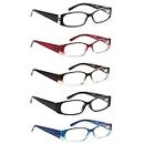 5 Pack Spring Hinge Reading Glasses Rectangular Fashion Quality Readers for Men and Women (5 Pack Mix, 3.5)