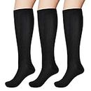Sibba Knee-high Compression Socks 3 Pairs Tights Leggings Stockings Accessories Work Support Nursing Thick Black Ankle Tall Sock Streetwear Dance Outdoor Recreation Warm Winter Clothing For Women