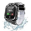 Kids Phone Watch with GPS Tracker, Smartwatch for Boys and Girls, 4G Video & Phone Call with 360° Rotation, Kids GPS Watch for 4-12 Years Christmas & Birthday Gifts (T10 Black)