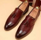 Handgefertigte Herren Wingtip Brogue Quasten Schuhe für Herren burgunderfarben formelle Schuhe