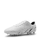 DREAM PAIRS Men's Mega-1 Firm Ground Soccer Cleats Shoes,Size 8,White/Black,MEGA-1