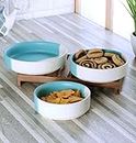 Next in Crafts Handmade Ceramic Stylish Premium Bowl/Salad Tray Microwave Dishwasher Safe Set of 3 (Blue)