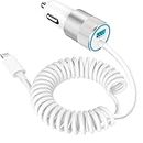 [Apple MFi Certified] iPhone Car Charger Fast Charging, Braveridge 66W USB-C PD&QC3.0 Power Cigarette Lighter USB Car Charger Built-in 6FT Coiled Lightning Cable for iPhone 14 13 12 11 XS XR X SE iPad