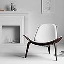 OAKHAM Comfy Shell Chair, Mid Century Modern Accent Chair for Living Room and Bedroom with Protective Foot Pads, Ergonomic Chair (White)
