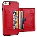 KIHUWEY iPhone 6 Plus iPhone 6S Plus Wallet Case with Credit Card Holder, Premium Leather Kickstand Durable Shockproof Protective Cover for iPhone 6/6S Plus 5.5 Inch(Red)