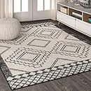 JONATHAN Y Moh200A-4 Amir Moroccan Beni Souk Indoor Area Rug Bohemian Farmhouse Rustic Geometric Easy Cleaning Bedroom Kitchen Living Room Non Shedding, 120 cm X 180 cm, Cream,Black