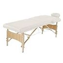 GreenLife® Basic™ 28 Inches Width Height Adjustable Portable 2 Fold Massage Reiki Facial Table Bed with Free Carrying Bag & Head Rest & Arm Rests (All Included, White)