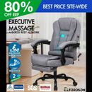 ELFORDSON Massage Office Chair with Footrest Grey Fabric Executive Gaming Seat
