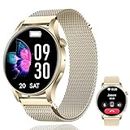 MiGuoLeyu Reloj Inteligente Mujer,1.43" Smartwatch con Llamadas y Whatsapp, Smart Watch Pulsómetro/Monitor de Sueño/Podómetro, 107 Modos Deportivos Impermeable IP67 para iOS Android(Gold)