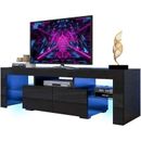 Orren Ellis Glossy Led Tv Stand For 65 Inch Tvs, Entertainment Center w/ Led Lights, Black Tv Stand w/ Storage Drawers | Wayfair