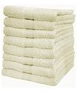 NatureMark Lot de 8 serviettes de toilette en tissu éponge, 100% coton, Nature/Crème, 50 x 100 cm