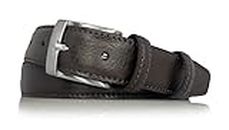 almela - Ceinture hommes - Cuir gravé - Style classique - 3 cm de large - 30mm - Boucle argent satiné - Men's leather belt - Marrron, 100