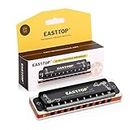 East top Harmonica C, Updated Diatonic Blues Deluxe Harmonica C Key 10 Holes 20 Tones Professional Blues Harp Diatonic Mouth Organ, harmonica for Adults, Professionals, Beginners and Students as gift