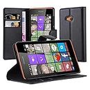 Cadorabo Book Case Compatible with Nokia Lumia 540 in Oxid Black - with Magnetic Closure, Stand Function and Card Slot - Wallet Etui Cover Pouch PU Leather Flip