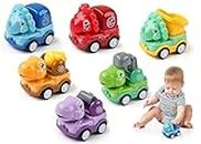 Deepton 6 Pcs Car Toys for 1-2 Year Old Boys Dinosaur, Toy Cars for Toddlers, Pull Back Cars, Dinosaur Toys for Girls Boy, Kids Cars, Baby Cars, Birthday Gifts for 1 2 3 Year Olds Boys