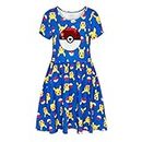 Pokemon Girl's Dress with Pikachu Sequins for Little and Big Girls 4-16, Blue, X-Large