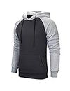 MANLUODANNI Men's Pullover Hoodies Hooded Sweatshirt Patchwork Top Casual Hoody with Kangaroo Pocket Light Dark Gray L