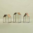 Decorative Glass & Brass Christmas Houses (Set of 3) - Hearth & Hand with